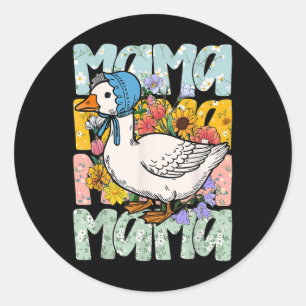Muttertag Boho Floral Mama Gänse Mama Albern Gänse Runder Aufkleber