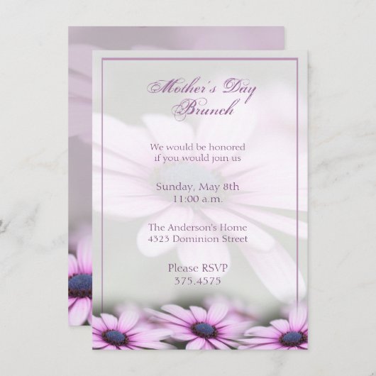 Muttertag Brunch Daisy Einladung (Vorne/Hinten)