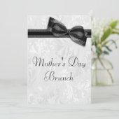 Muttertag Brunch Damask und Imitat Bow Einladung (Stehend Vorderseite)
