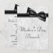 Muttertag Brunch Damask und Imitat Bow Einladung (Vorne/Hinten)