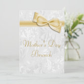 Muttertag Brunch Damask und Imitat Bow Einladung (Stehend Vorderseite)
