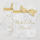 Muttertag Brunch Damask und Imitat Bow Einladung (Vorne/Hinten)