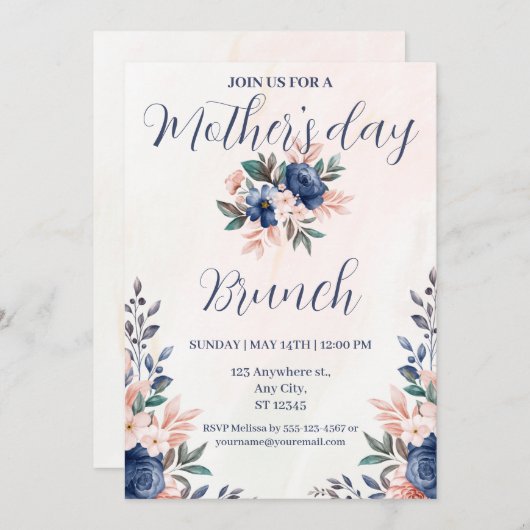 Muttertag Brunch Einladung (Vorne/Hinten)