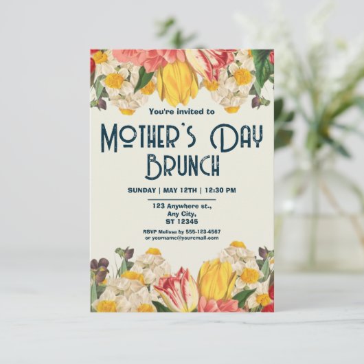 Muttertag Brunch Einladung (Stehend Vorderseite)