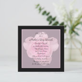 Muttertag Brunch Einladung Rosa Rose (Stehend Vorderseite)