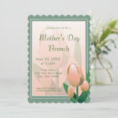 Muttertag Brunch Spring Pink Tulips Party Einladung (Stehend Vorderseite)