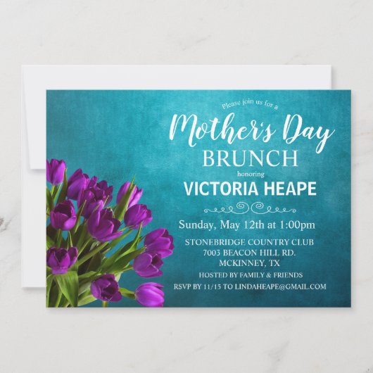 Muttertag Brunch Tulip Floral Einladung (Vorderseite)