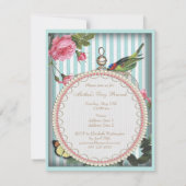 Muttertag Brunch Vintager Vogelkäfig & Rose Einladung (Rückseite)