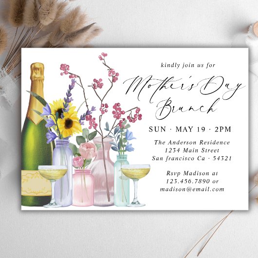 Muttertag-Brunch | Wildblumen und Champagner Einladung