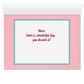 Muttertag, Bubblegum pink & aquamarin, Fotokarte (Innenansicht Horizontal (Unten))