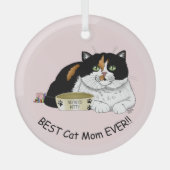 Muttertag Calico Katze Ornament Aus Glas (Vorderseite)