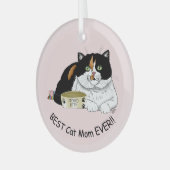 Muttertag Calico Katze Ornament Aus Glas (Vorderseite links)