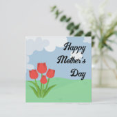 Muttertag Cartoon Tulpe bunt Dankeskarte (Stehend Vorderseite)