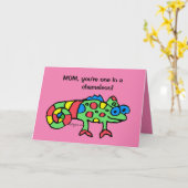 Muttertag-Chamäleon Rosa Karte (Gelbe Blume)