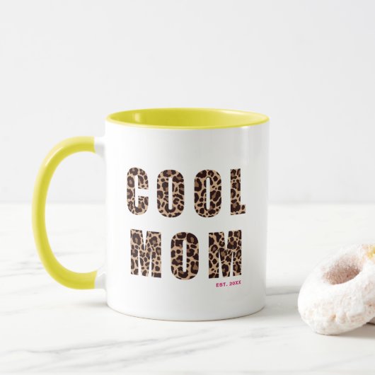 Muttertag Coole Mama Leopard Print Year Tasse (Mit Donut)