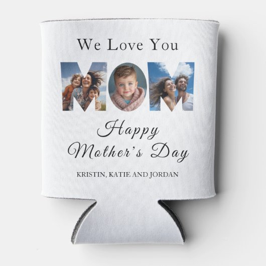 Muttertag Custom 3 Foto Collage Dosenkühler (Vorderseite)