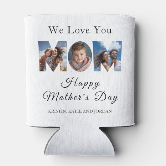 Muttertag Custom 3 Foto Collage Dosenkühler (Rückseite)