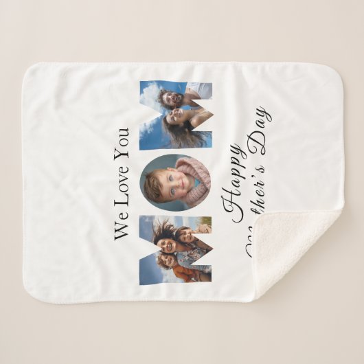Muttertag Custom 3 Foto Collage Sherpadecke (Vorderseite (Horizontal))