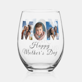 Muttertag Custom 3 Foto Collage Weinglas Ohne Stiel