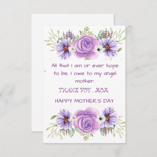 MUTTERTAG DANKE, DASS DU KARTE. DANKESKARTE (Vorne/Hinten)