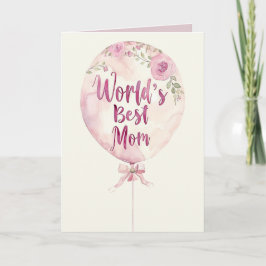 Muttertag der besten Mama Rosa Blütenballon der We Karte