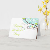 Muttertag der Blauen und grünen Blütenvögel Karte (Gelbe Blume)