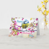 Muttertag der Blume Blauer und Gelber Vögel Karte (Gelbe Blume)