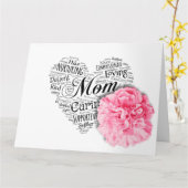 Muttertag der einfachen Herzens und rosa Nelke Karte (Gelbe Blume)