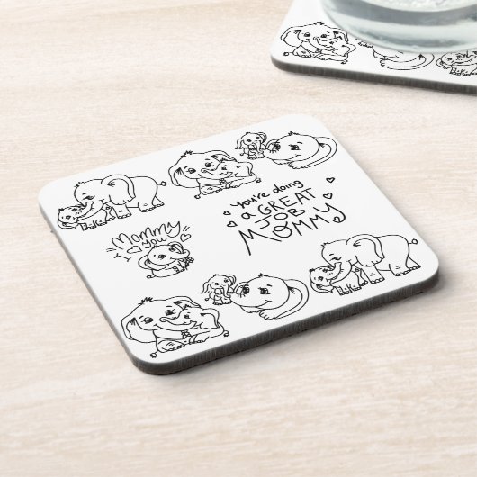 Muttertag der Elefanten Getränkeuntersetzer (Linke Seite)