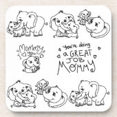Muttertag der Elefanten Getränkeuntersetzer (Vorderseite)