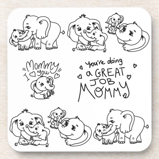 Muttertag der Elefanten Getränkeuntersetzer (Vorderseite)