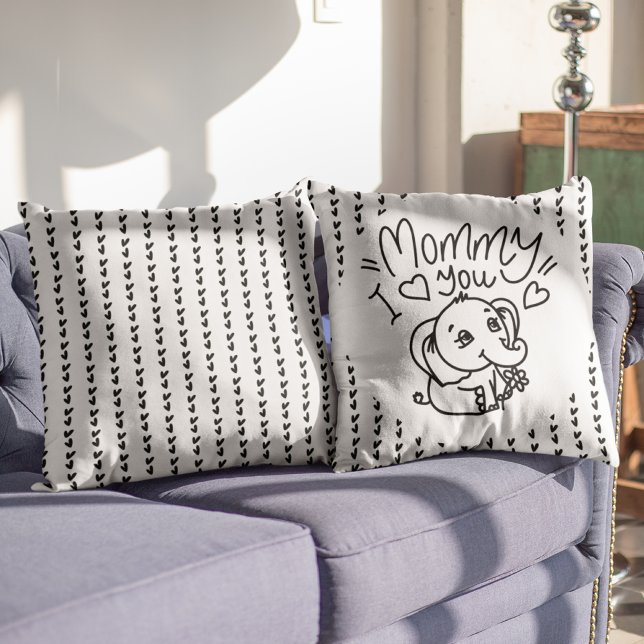 Muttertag der Elefanten Kissen (Elephant Mum & Me Mother's Day Throw Pillow)