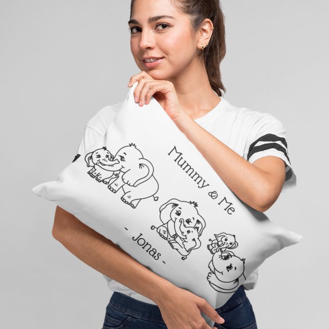 Muttertag der Elefanten personalisiert Dekokissen (Elephant Mum & Me Mother's Day personalized Accent Pillow)