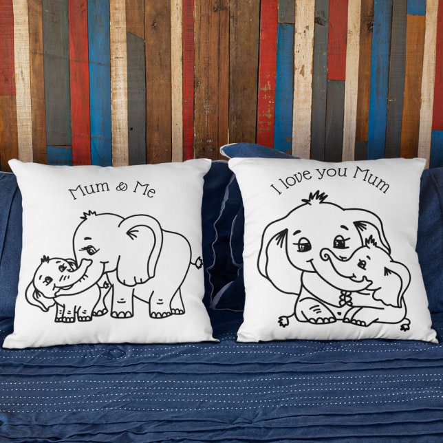 Muttertag der Elefanten personalisiert Kissen (Elephant Mum & Me Mother's Day personalized Throw Pillow)