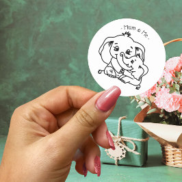 Muttertag der Elefanten personalisiert Runder Aufkleber