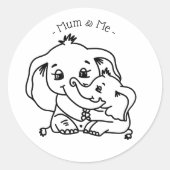 Muttertag der Elefanten personalisiert Runder Aufkleber (Vorderseite)