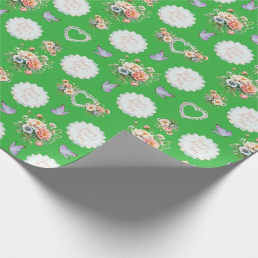 "Muttertag der Glücklichen Grün Geschenkpapier (Ecke)