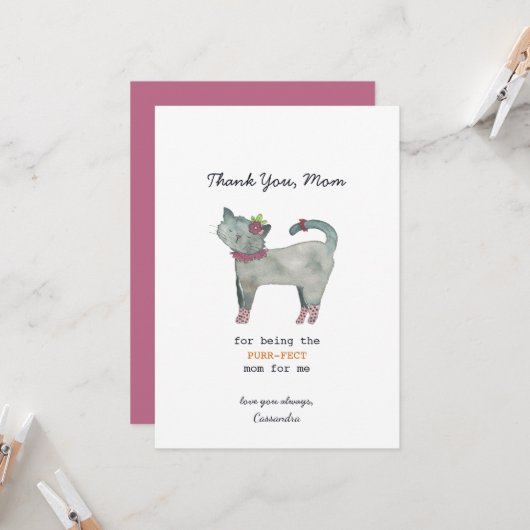 Muttertag der Katze Karte (Vorderseite/Rückseite Beispiel)