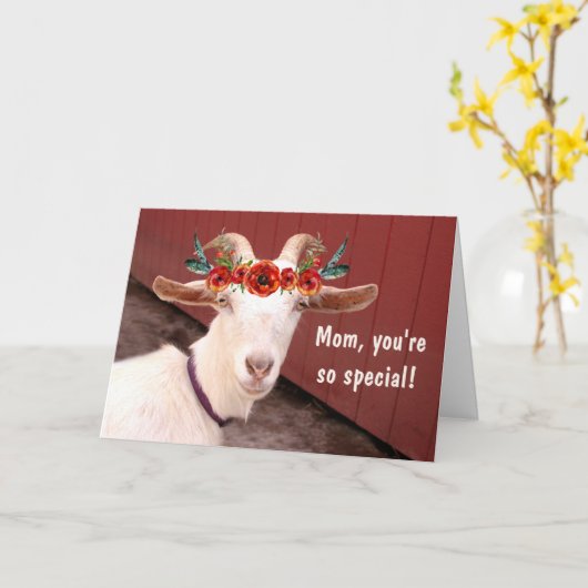 Muttertag der Mama-Ziege Karte (Gelbe Blume)