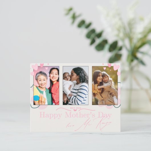 Muttertag der rosa Herzen Postkarte (Stehend Vorderseite)