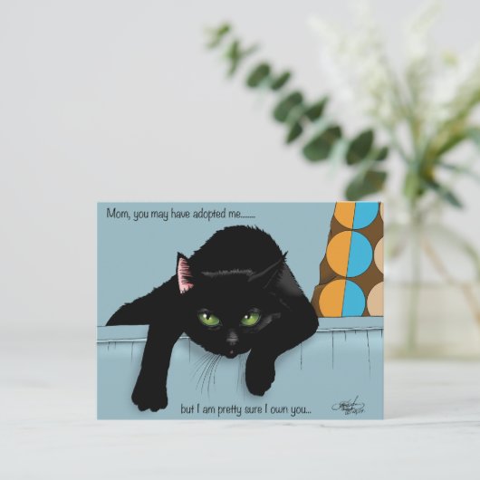 Muttertag der Schwarzen Katze Postkarte (Stehend Vorderseite)