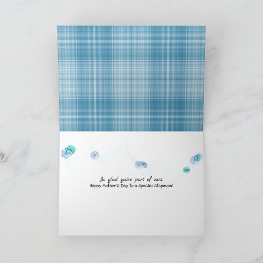 Muttertag der Stiefmutter auf karierten Karte (Innenseite)