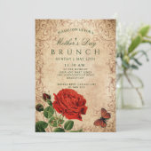 Muttertag der Vintagen Rose Einladung (Stehend Vorderseite)