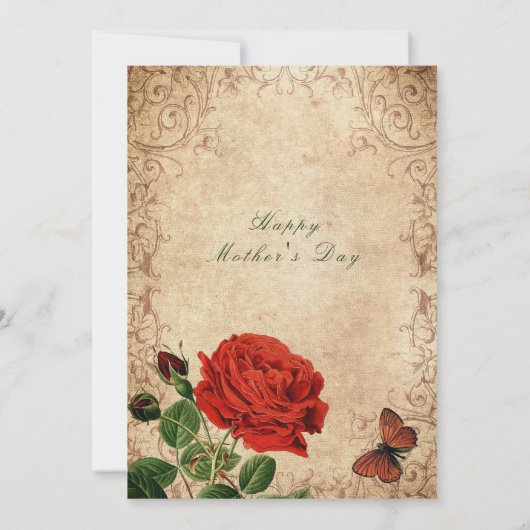 Muttertag der Vintagen Rose Einladung (Rückseite)