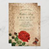 Muttertag der Vintagen Rose Einladung (Vorne/Hinten)