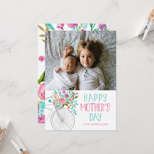 Muttertag der Wasserfarben Karte (Vorderseite/Rückseite Beispiel)