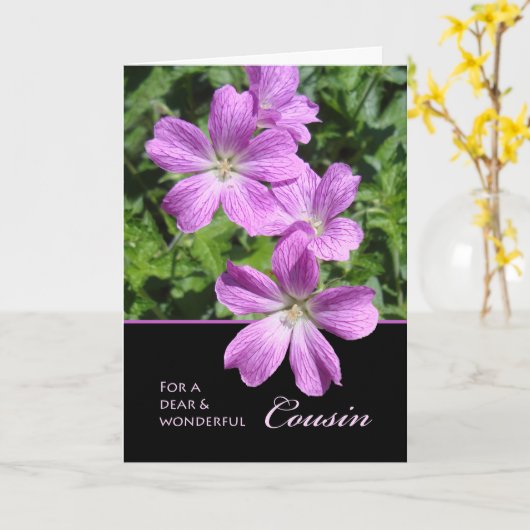 Muttertag des Cousins, Cranesbill Geramiums Karte (Gelbe Blume)