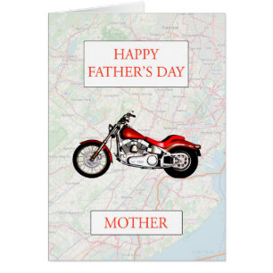 Muttertag des Vaters mit Karte und Motorrad