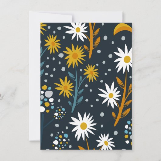 Muttertag Einladung - Dunkelblau mit Blume (Rückseite)