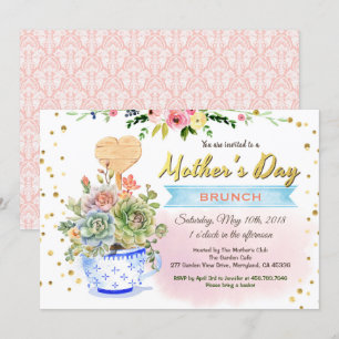 Muttertag Einladung. Wasserfarben Einladung